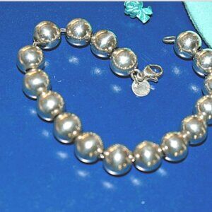 Tiffany & Co 7.5" HardWear 10mm Ball Bead Sterling Silver Bracelet & Pouch